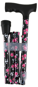 Surgical Basics Walking Stick Folding Adjustable Rose Design 72-85cm