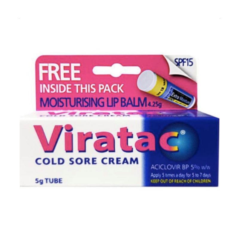 Viratac Cold Sore Cream 5% 5g + Lip Balm